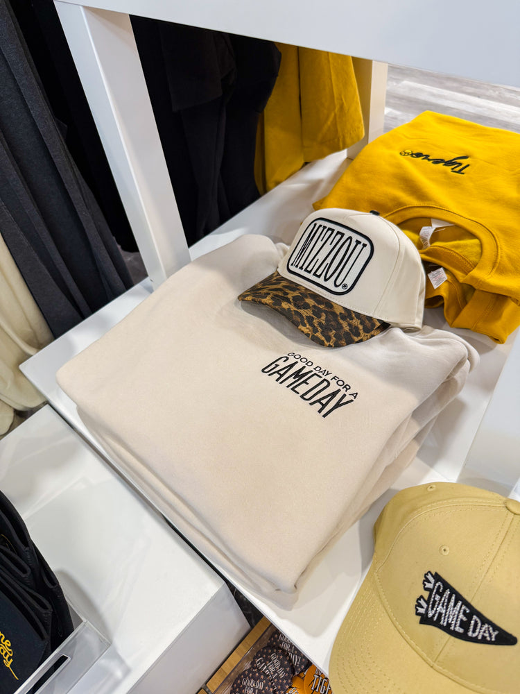 Washed Ivory Lux Sweatshirt | Emb Good Day for a Gameday: