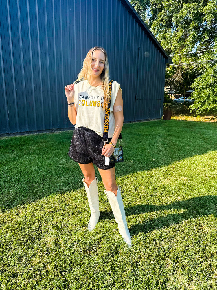 Gameday Glitter Shorts | Black