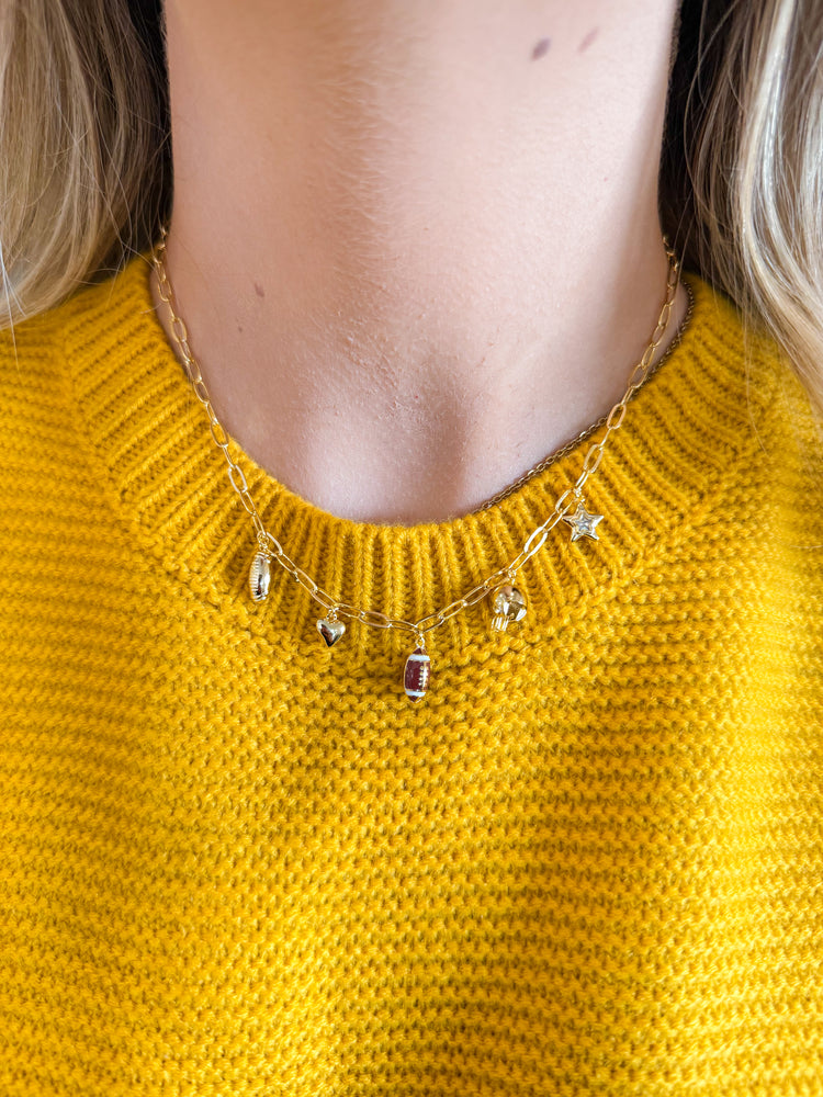 Go Sports Football Dainty Charm Necklace