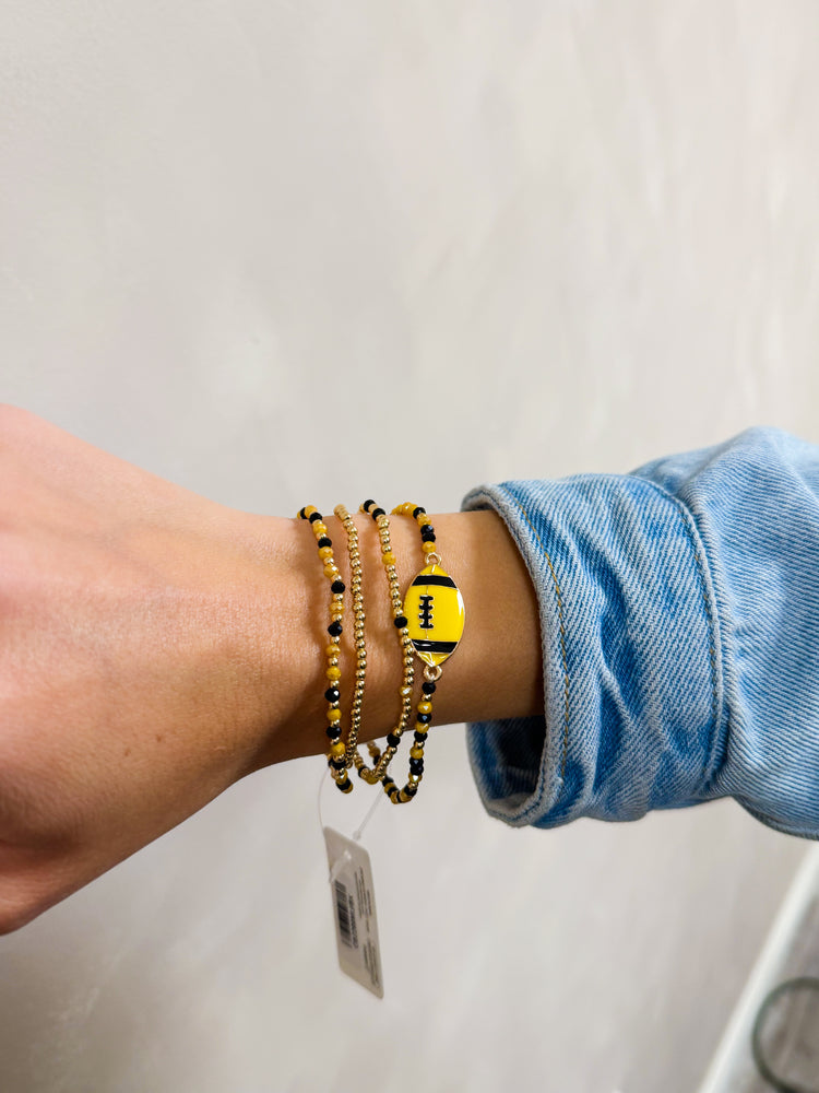Black & Gold Football Gameday Bracelet Set