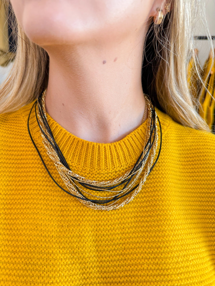 Black + Gold Layered Necklace