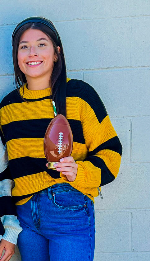 Gameday Girl Black/Gold Stripe Sweater