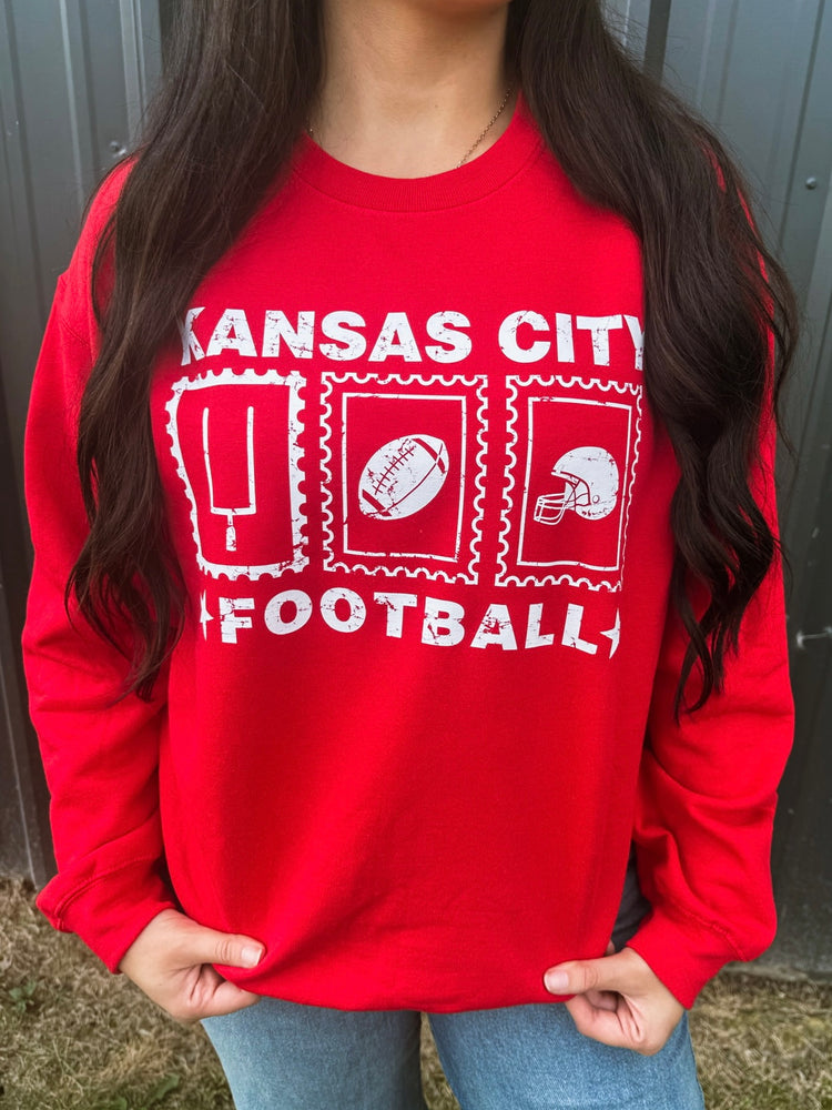 Kansas City Football White Distressed Stamps | Tee or Sweatshirt
