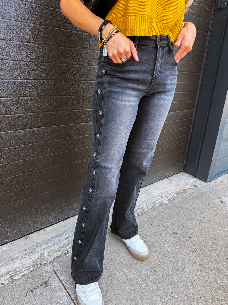 All Star Printed Black Jeans