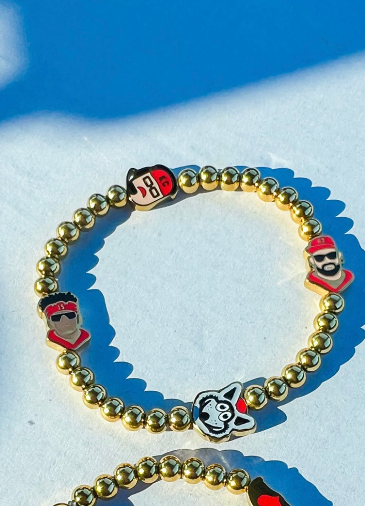 Kelce + Mahomes KC Chiefs Beaded Bracelet
