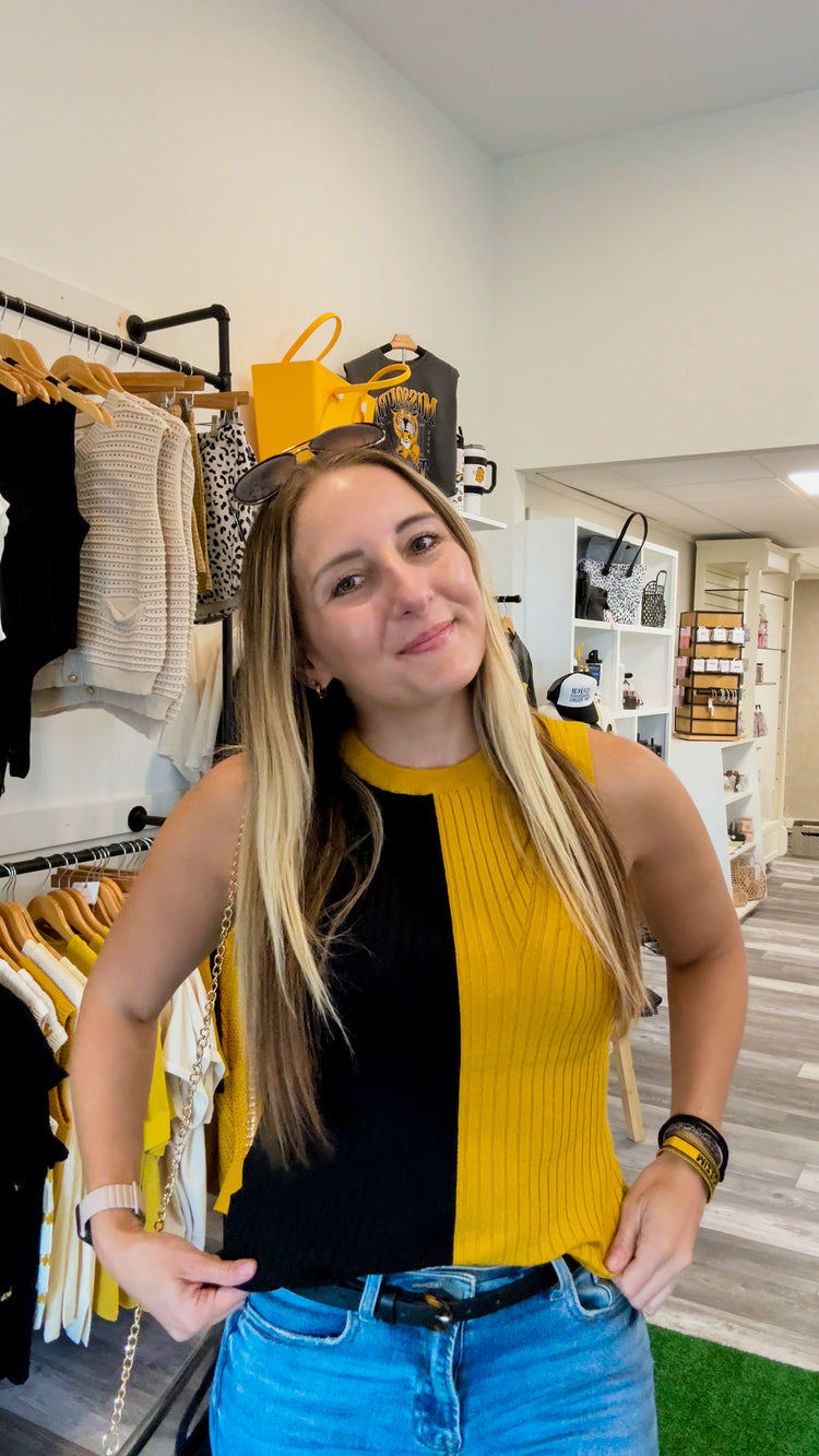 MO Pride Black & Gold Split Sweater Ribbed Tank