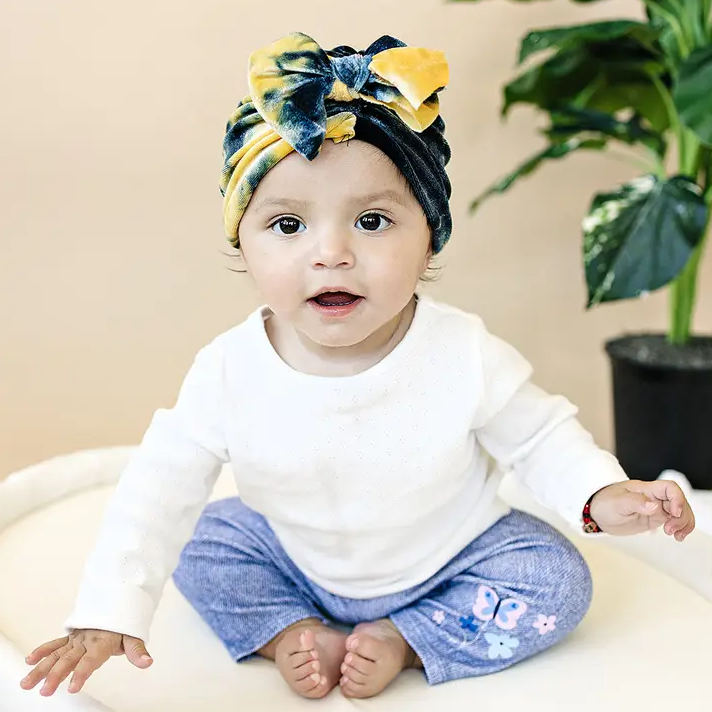 Black & Yellow Tie Dye Velvet Turban