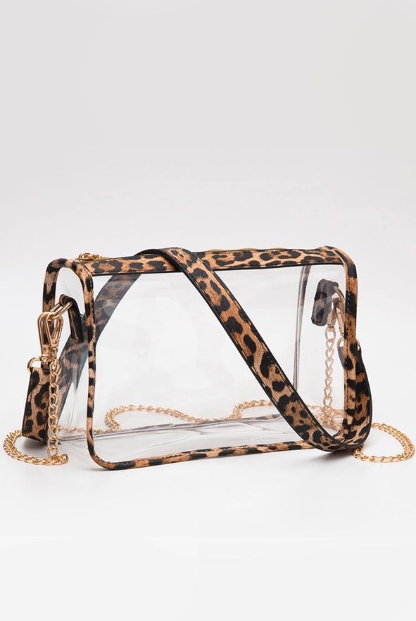 Clear Rectangle Crossbody Bag: Leopard