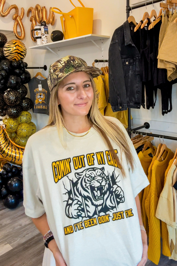 Comin' Out of My Cage Tiger Gameday Tee | Gold or Sand
