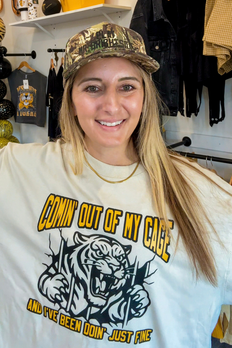 Comin' Out of My Cage Tiger Gameday Tee | Gold or Sand