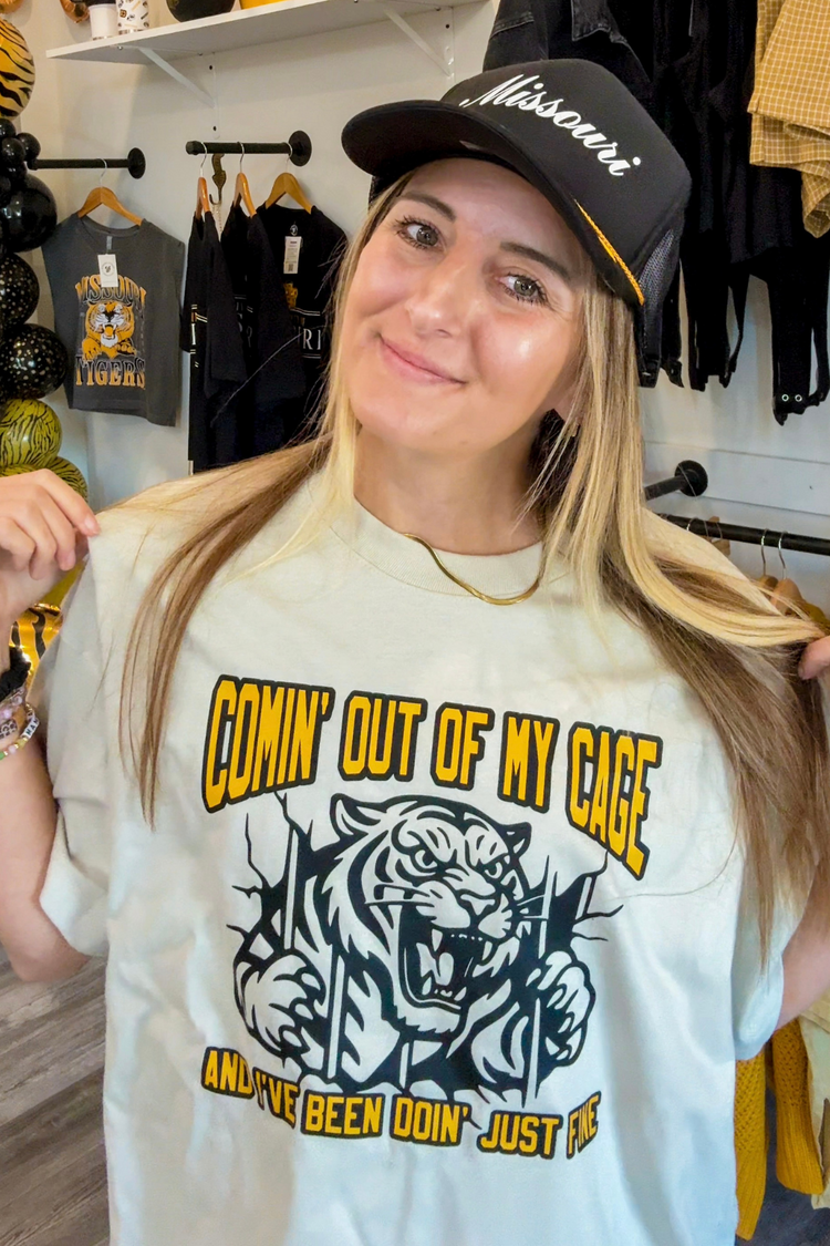 Comin' Out of My Cage Tiger Gameday Tee | Gold or Sand