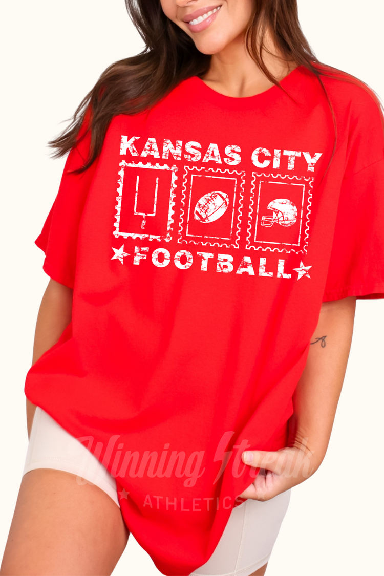 Kansas City Football White Distressed Stamps | Tee or Sweatshirt