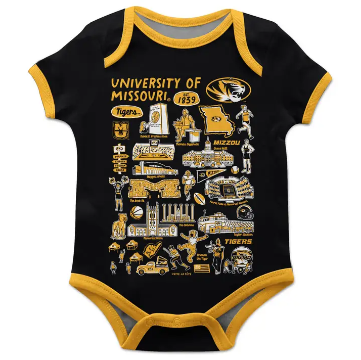 Missouri Tigers Hand Sketched Printed Bodysuit