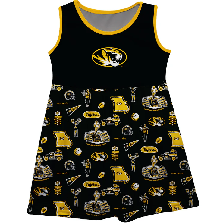 Missouri Tigers Hand Sketched Printed Tank Dress
