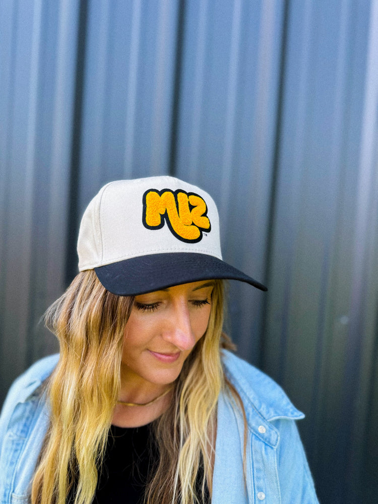 MIZ Chenille Patch Natural + Black Trucker Hat | Missouri Tigers Trucker Hat