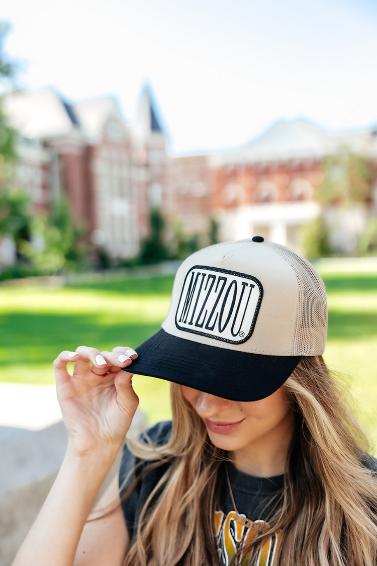 Mizzou Classic Patch Trucker Hat | Black + Tan