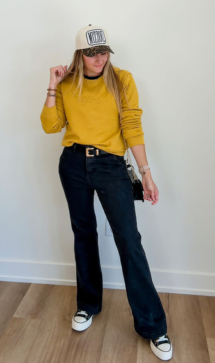 Tonal Tigers Embroidered Women's Sweatshirt