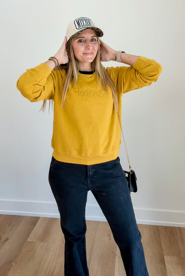 Tonal Tigers Embroidered Women's Sweatshirt