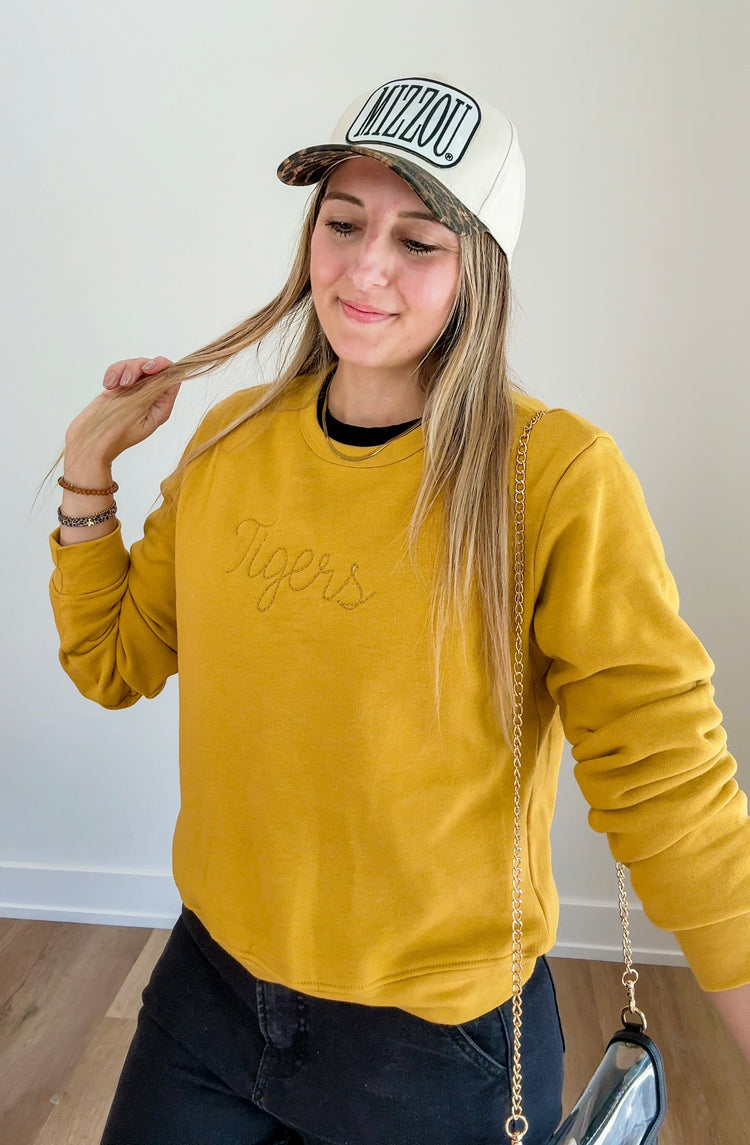 Tonal Tigers Embroidered Women's Sweatshirt