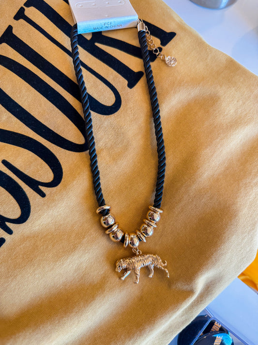 Tiger Black Cord Necklace