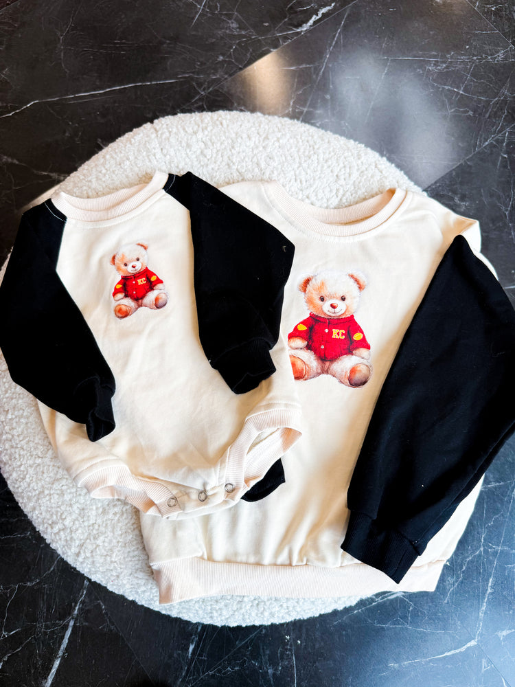 Kansas City Teddy Bear Kids Sweatshirt Romper / Toddler Sweatshirt