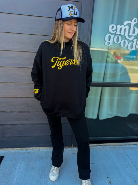 PREORDER: LICENSED Missouri Tigers Mock Neck Pullover Sweatshirt | Black