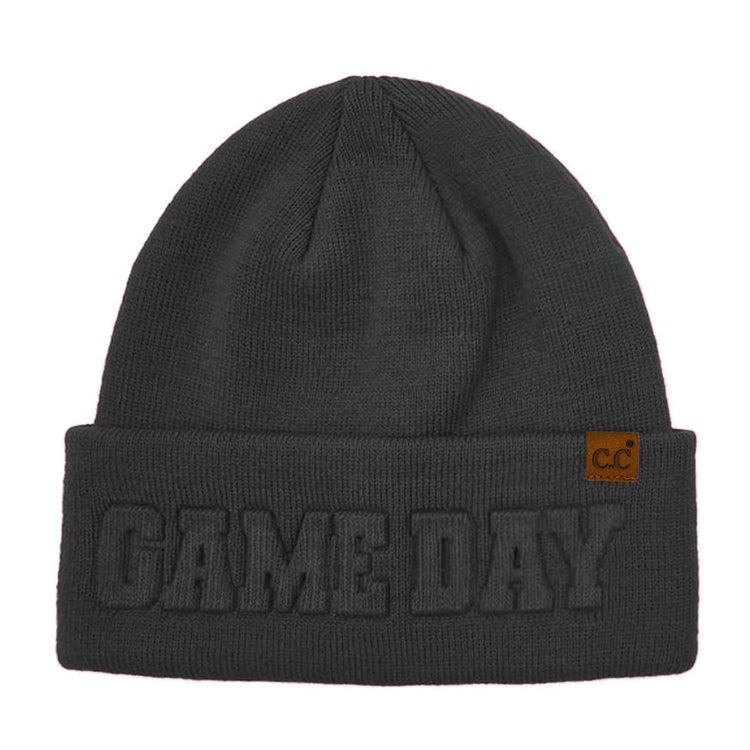 Black Gameday Embossed Cuff Beanie