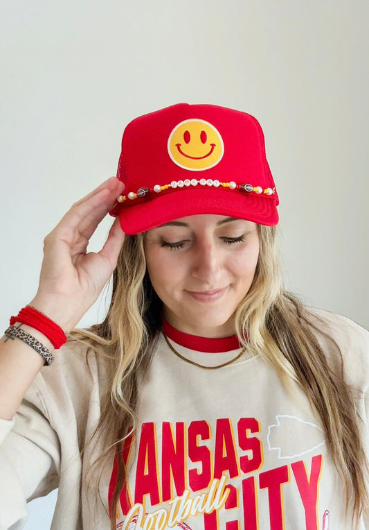 All Smiles for KC Red Trucker Hat