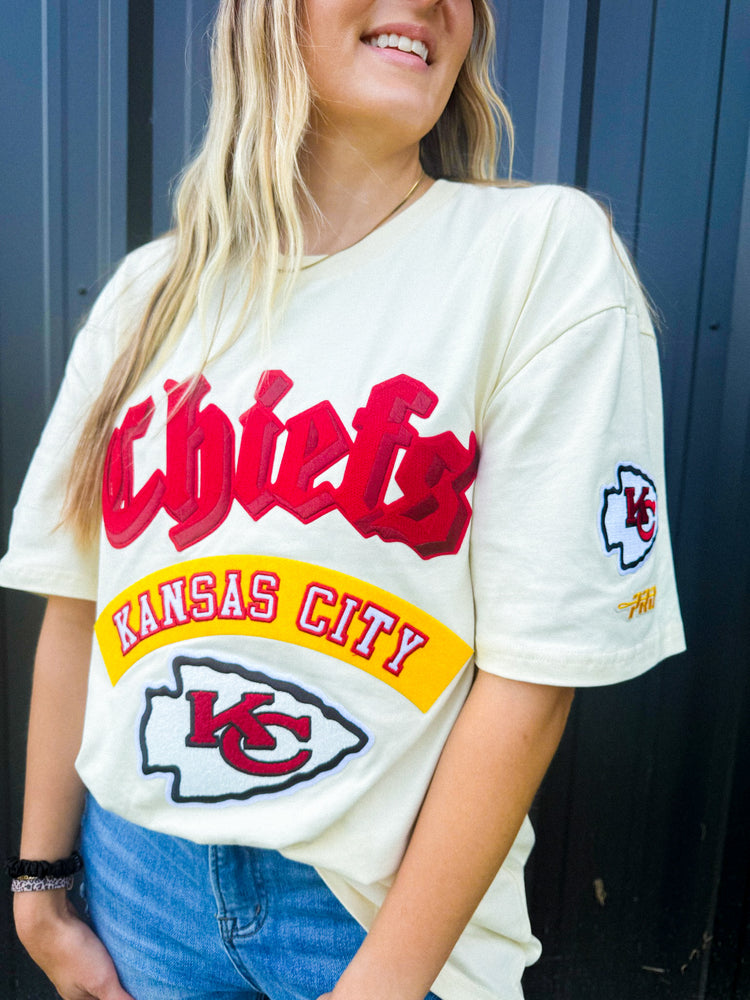 Kansas City Chiefs Embroidered Patch Drop Shoulder Tee