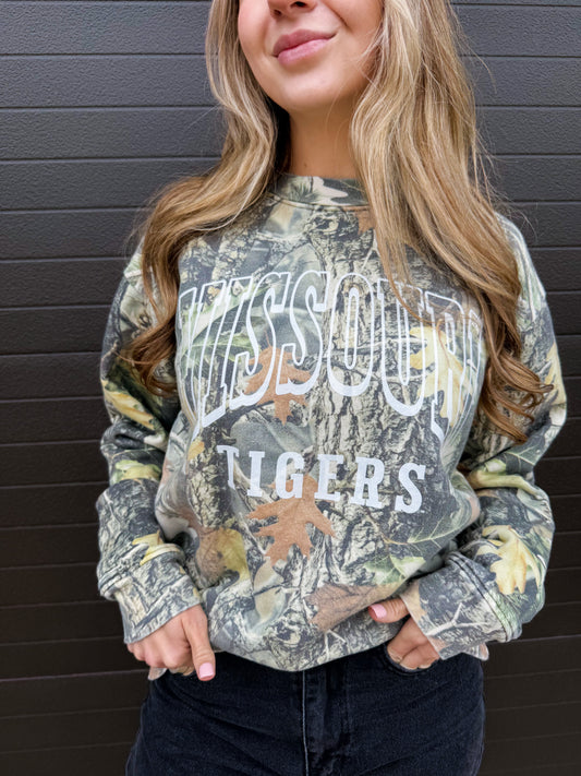 Missouri Tigers Camo Sweatshirt: Retro White