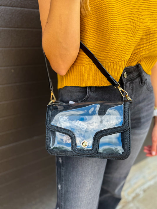Clear Envelope Shoulder Bag: Black