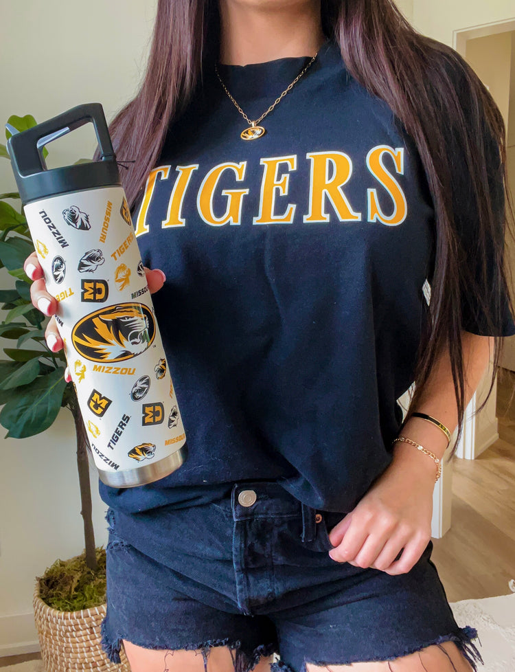 22oz Missouri Tiger All-Over Logo Bottle