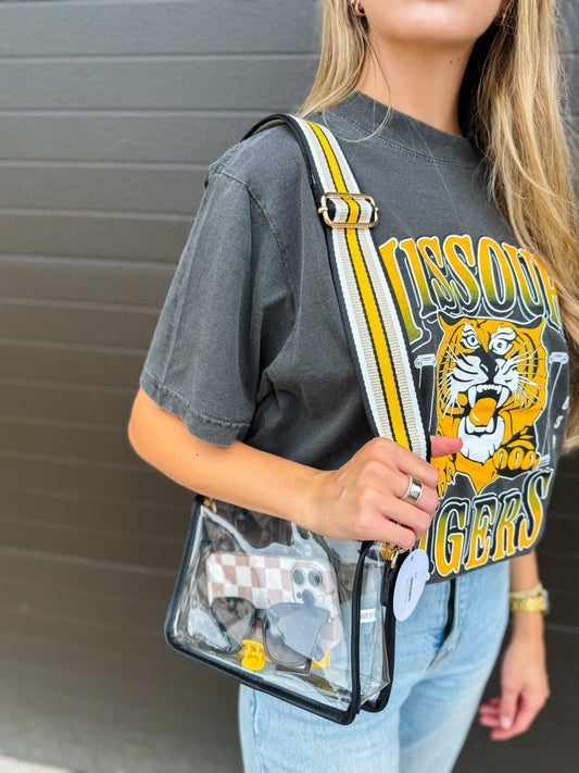 Black & Yellow Stripe Bag Strap