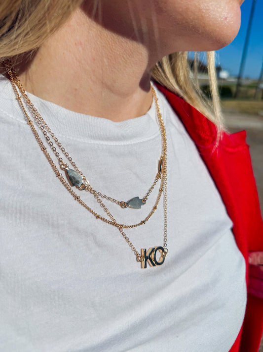 KC Gold Arrowhead Layered Necklace & Earring Set