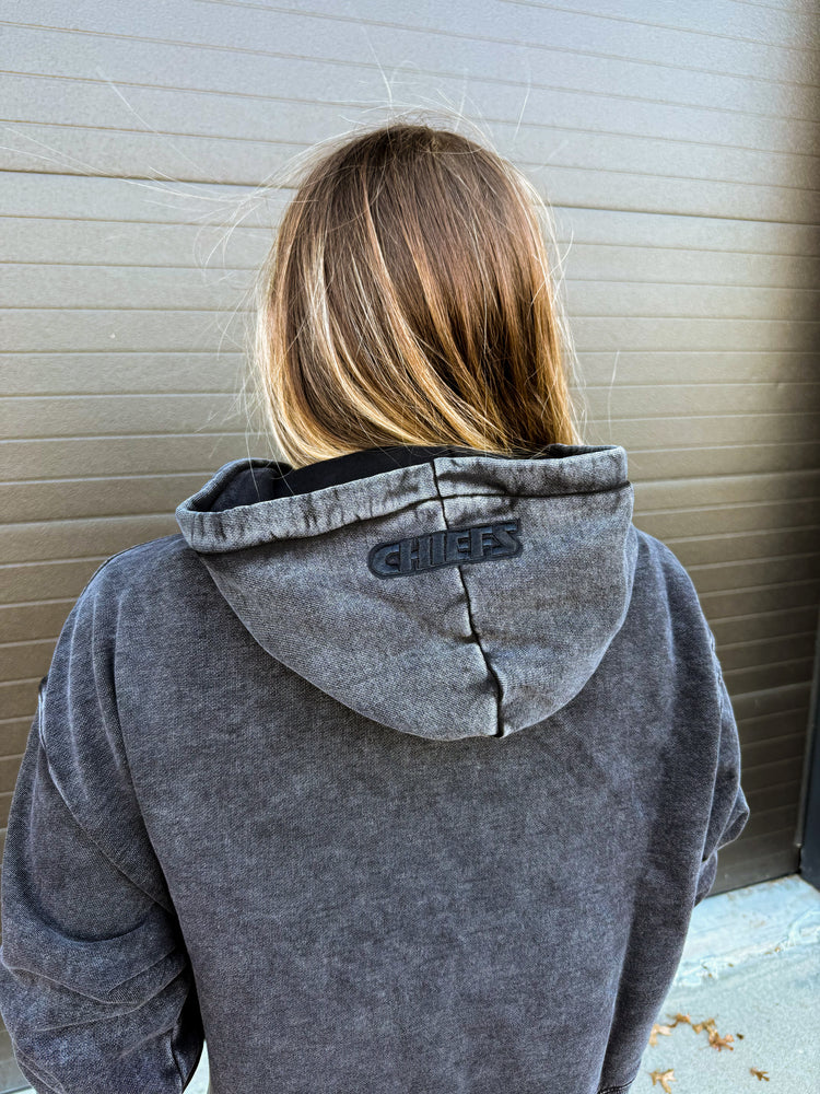 Washed Black Luxe Kansas City Chiefs Licensed Hoodie