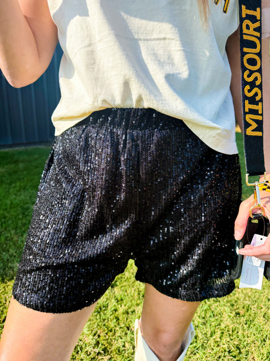 Gameday Glitter Shorts | Black