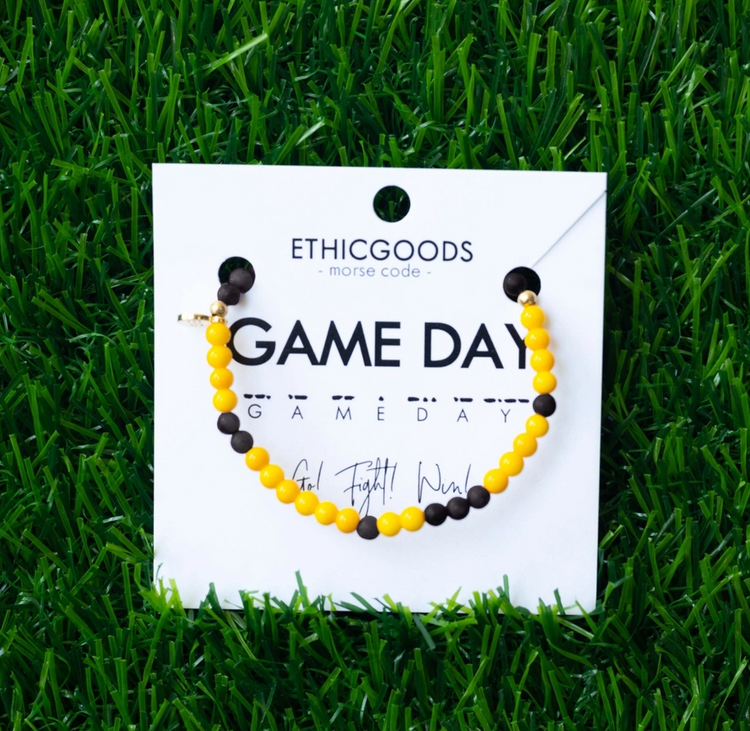 Game Day Morse Code Bracelet: Black & Yellow