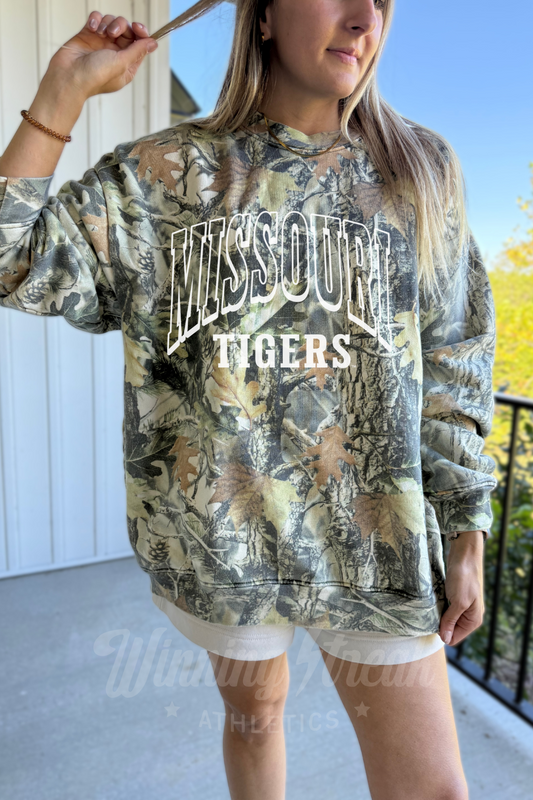 Missouri Tigers Camo Sweatshirt: Retro White