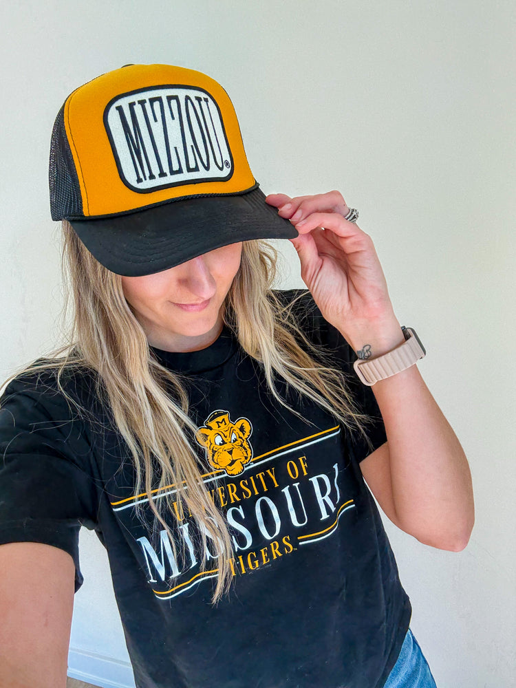 Mizzou Classic Patch Black & Gold Trucker Hat