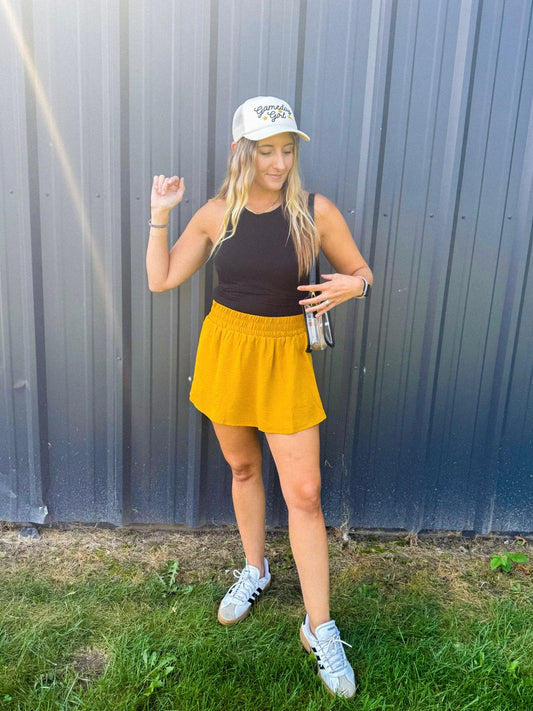 Must-Have Mustard High-Waist Skort