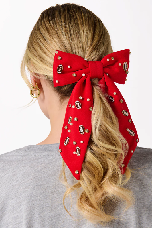Red Gameday Football Charm Hair Bow